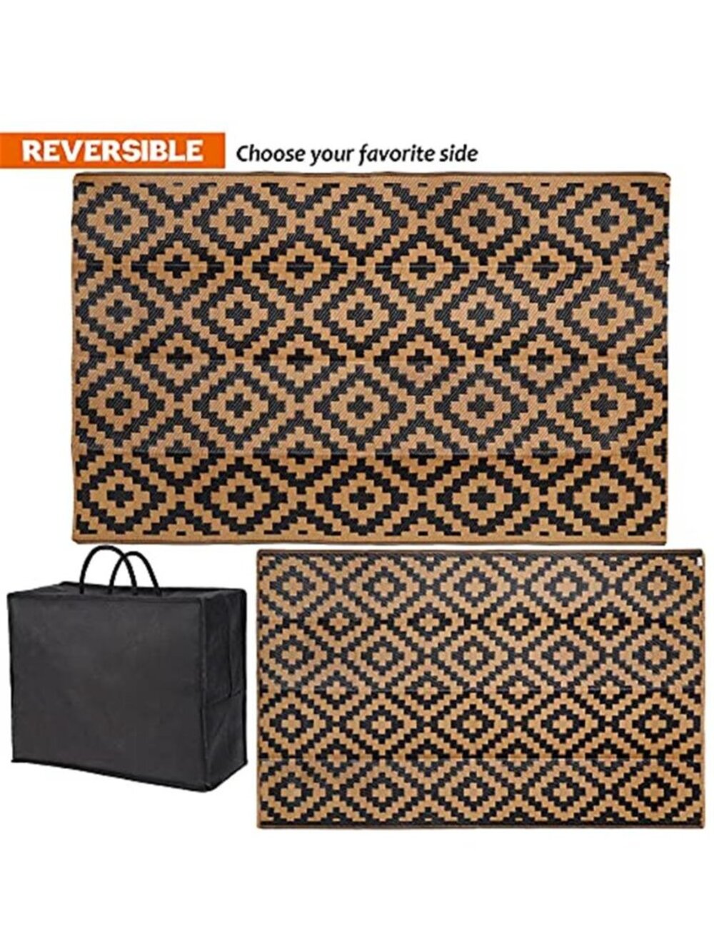 Reversible Mats, Plastic Straw Rug, Modern Area Rug, Large Floor Mat and Rug - Picture 4 of 7